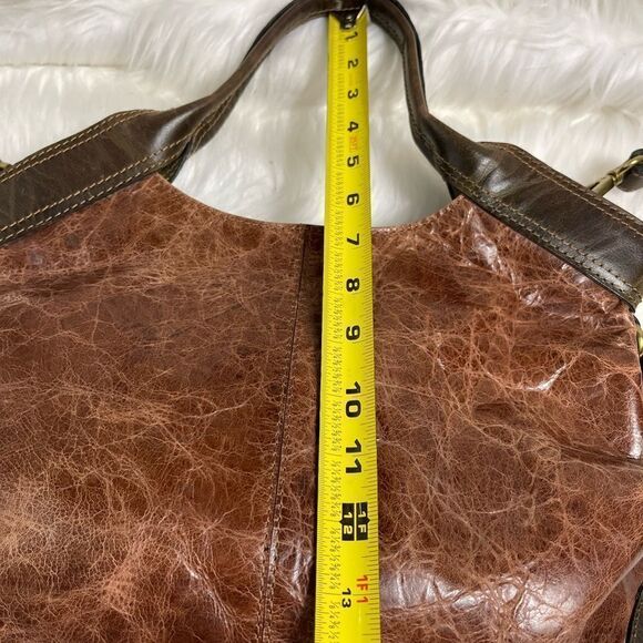 Nino Bossi distress two tone brown leather medium Satchel/ shoulder bag - Picture 11 of 13